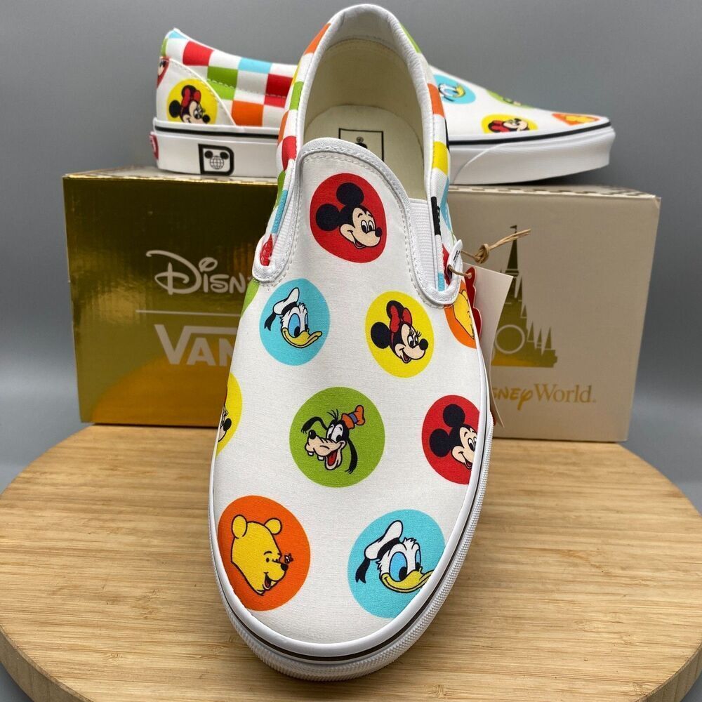 Vans Disney 50th Anniversary Mickey & Friends Slip-O White Sneaker Shoes Mens 10 - Picture 4 of 16